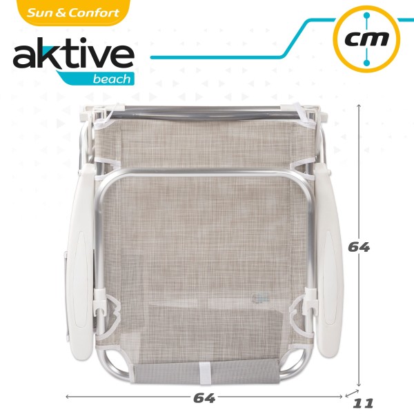 Pack poupança de 2 cadeiras de praia bege 51x45x76 cm | Distrito