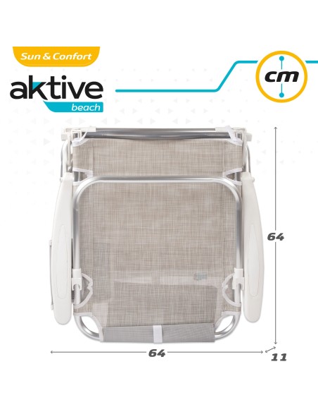 Pack poupança de 2 cadeiras de praia bege 51x45x76 cm | Distrito