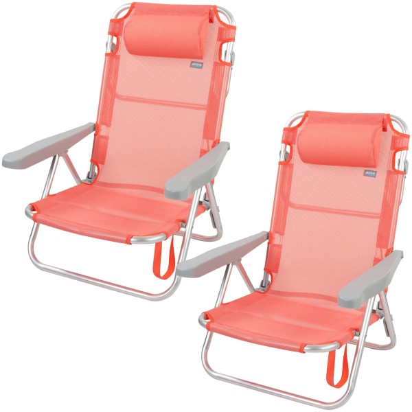 Pack poupança de 2 cadeiras de praia coral 48x46x84 cm | Distrito