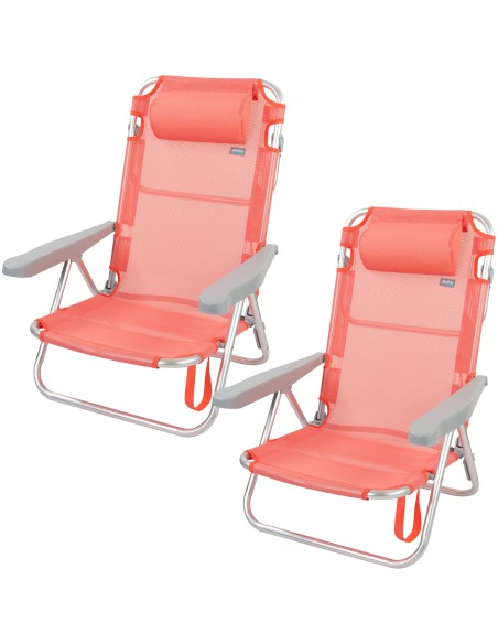 Pack poupança de 2 cadeiras de praia coral 48x46x84 cm | Distrito