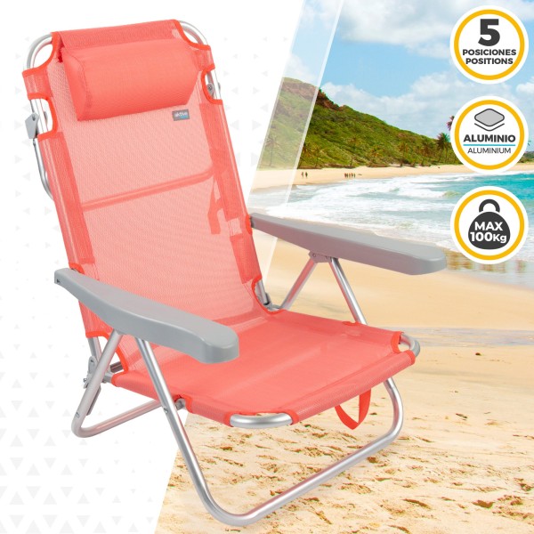 Pack poupança de 2 cadeiras de praia coral 48x46x84 cm | Distrito