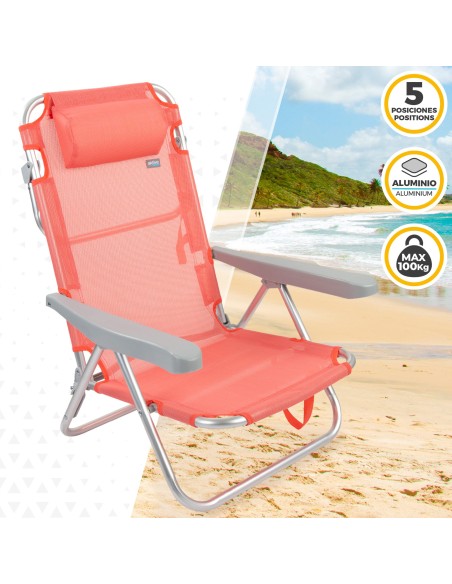 Pack poupança de 2 cadeiras de praia coral 48x46x84 cm | Distrito