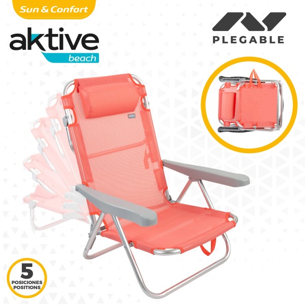 Pack poupança de 2 cadeiras de praia coral 48x46x84 cm | Distrito
