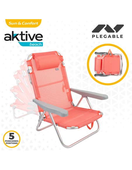 Pack poupança de 2 cadeiras de praia coral 48x46x84 cm | Distrito