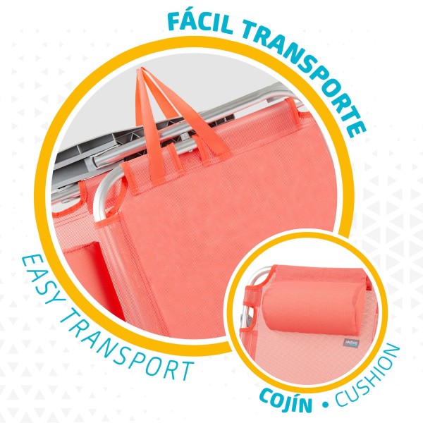 Pack poupança de 2 cadeiras de praia coral 48x46x84 cm | Distrito