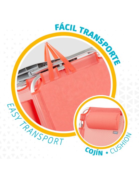 Pack poupança de 2 cadeiras de praia coral 48x46x84 cm | Distrito