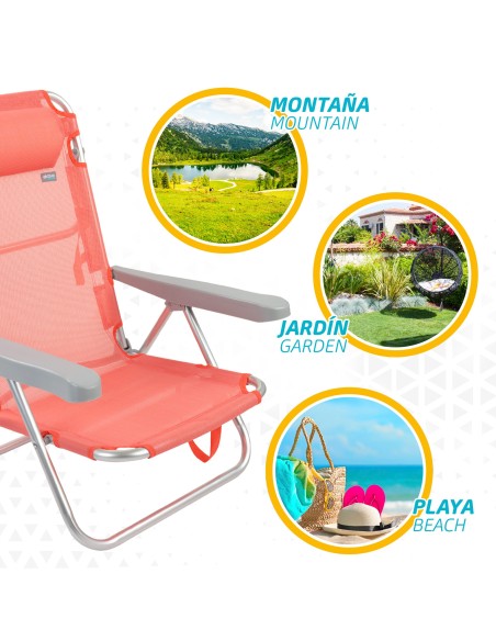 Pack poupança de 2 cadeiras de praia coral 48x46x84 cm | Distrito