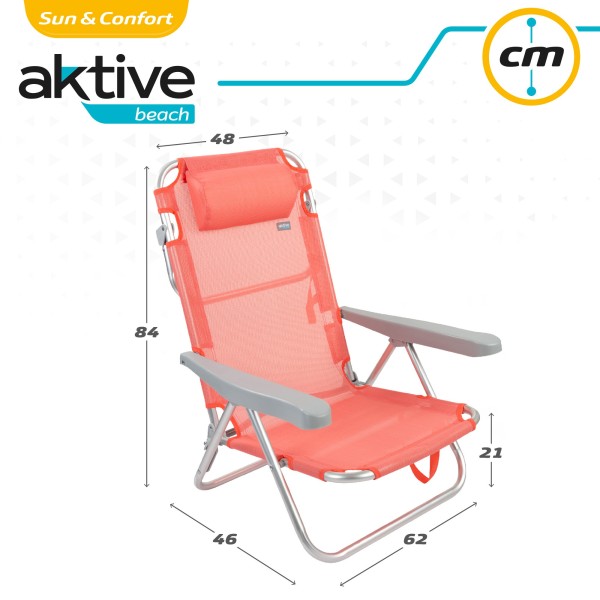 Pack poupança de 2 cadeiras de praia coral 48x46x84 cm | Distrito