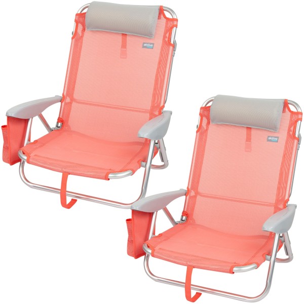 Pack poupança de 2 cadeiras de praia coral 51x45x76 cm | Distrito