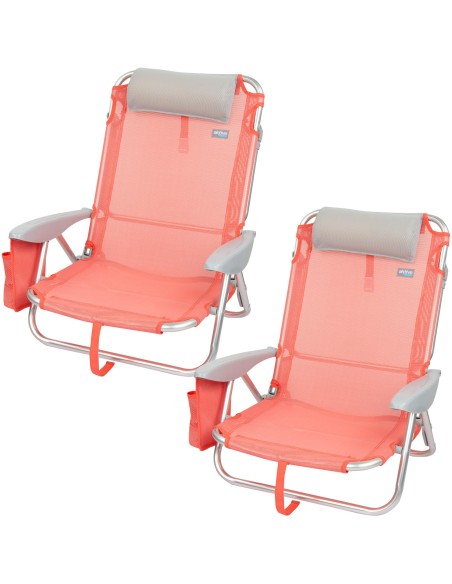 Pack poupança de 2 cadeiras de praia coral 51x45x76 cm | Distrito