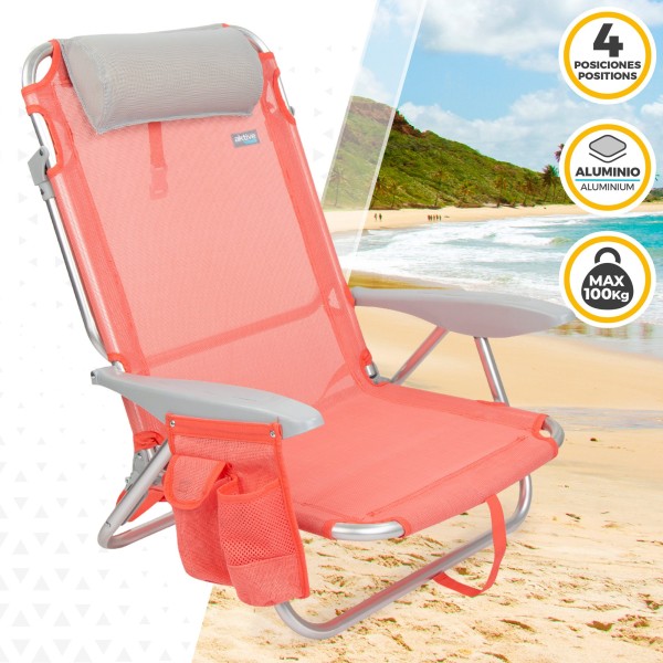 Pack poupança de 2 cadeiras de praia coral 51x45x76 cm | Distrito