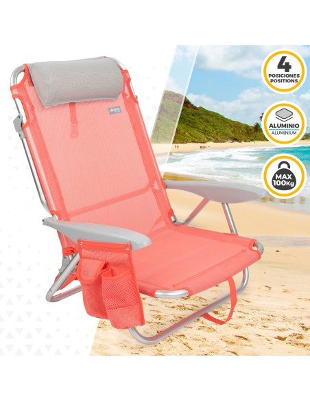 Pack poupança de 2 cadeiras de praia coral 51x45x76 cm | Distrito