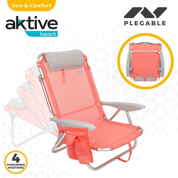 Pack poupança de 2 cadeiras de praia coral 51x45x76 cm | Distrito