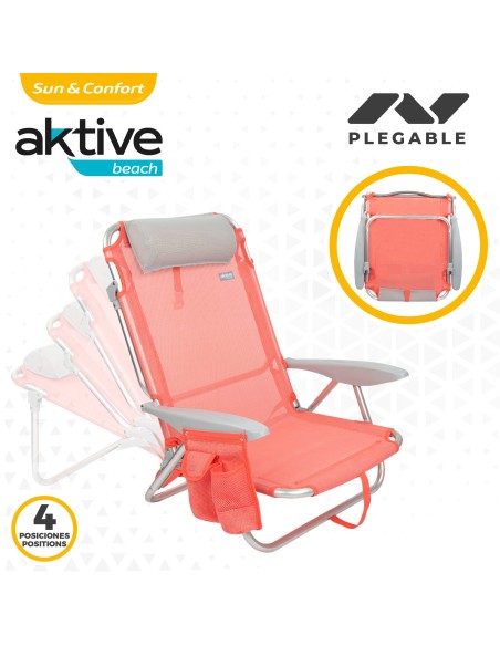 Pack poupança de 2 cadeiras de praia coral 51x45x76 cm | Distrito