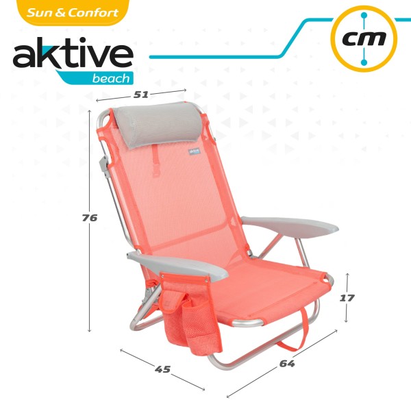 Pack poupança de 2 cadeiras de praia coral 51x45x76 cm | Distrito
