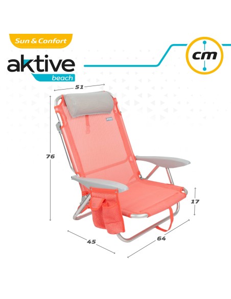 Pack poupança de 2 cadeiras de praia coral 51x45x76 cm | Distrito