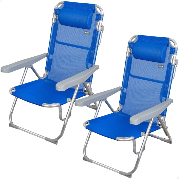 Pack poupança de 2 cadeiras de praia azuis 48x60x90 cm | Distrito