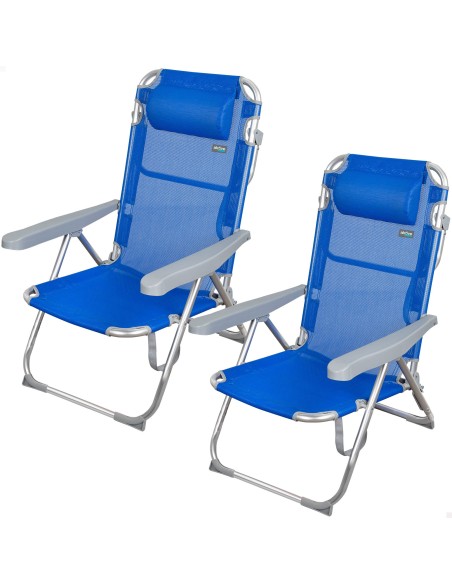 Pack poupança de 2 cadeiras de praia azuis 48x60x90 cm | Distrito