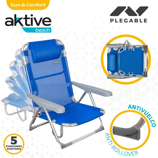 Pack poupança de 2 cadeiras de praia azuis 48x60x90 cm | Distrito