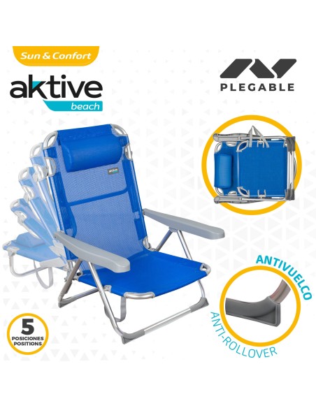 Pack poupança de 2 cadeiras de praia azuis 48x60x90 cm | Distrito