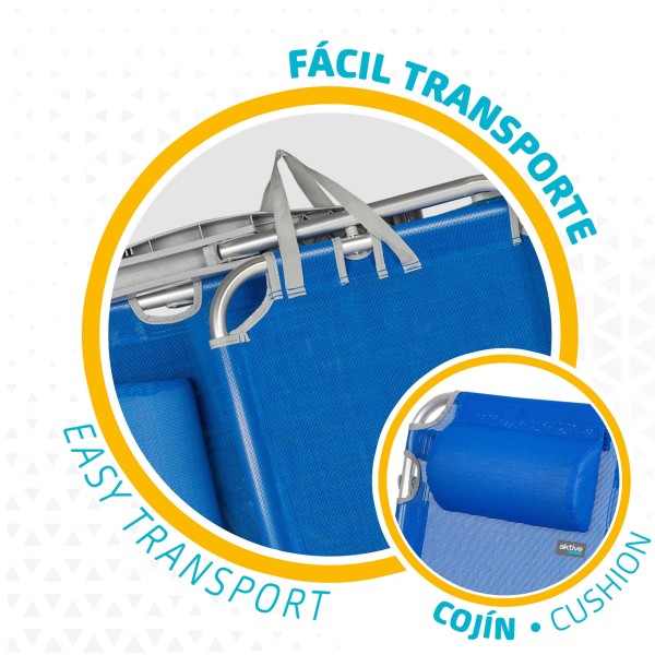 Pack poupança de 2 cadeiras de praia azuis 48x60x90 cm | Distrito