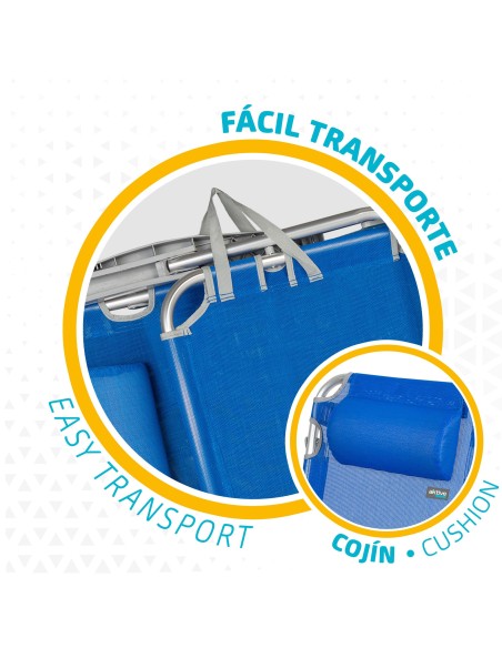 Pack poupança de 2 cadeiras de praia azuis 48x60x90 cm | Distrito