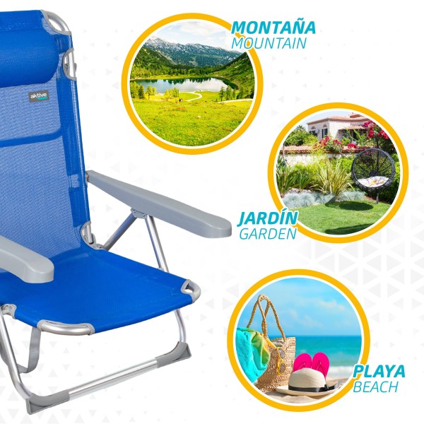 Pack poupança de 2 cadeiras de praia azuis 48x60x90 cm | Distrito