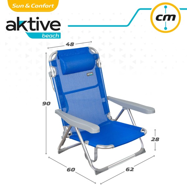 Pack poupança de 2 cadeiras de praia azuis 48x60x90 cm | Distrito