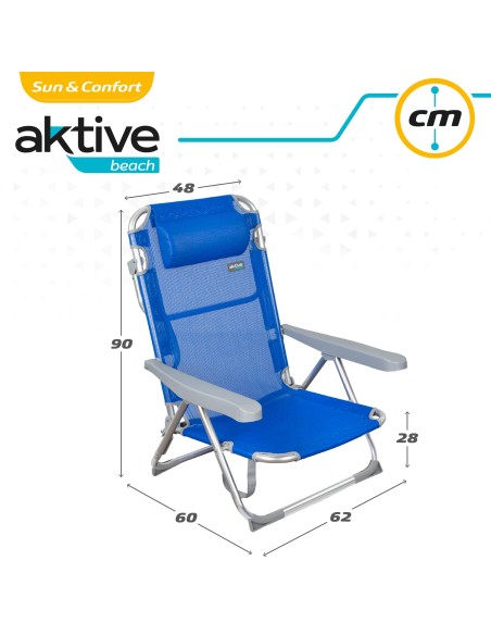 Pack poupança de 2 cadeiras de praia azuis 48x60x90 cm | Distrito