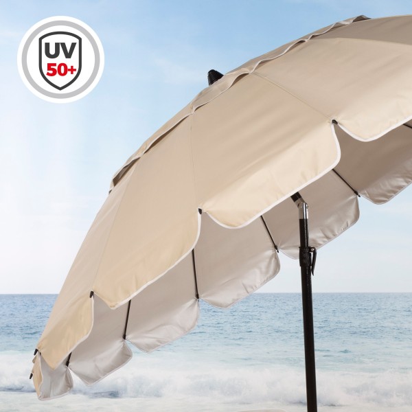 Guarda-chuva de praia corta-vento creme Ø195 cm | Distria