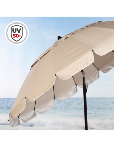 Guarda-chuva de praia corta-vento creme Ø195 cm | Distria