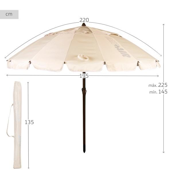 Guarda-chuva de praia corta-vento creme Ø195 cm | Distria