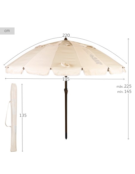 Guarda-chuva de praia corta-vento creme Ø195 cm | Distria