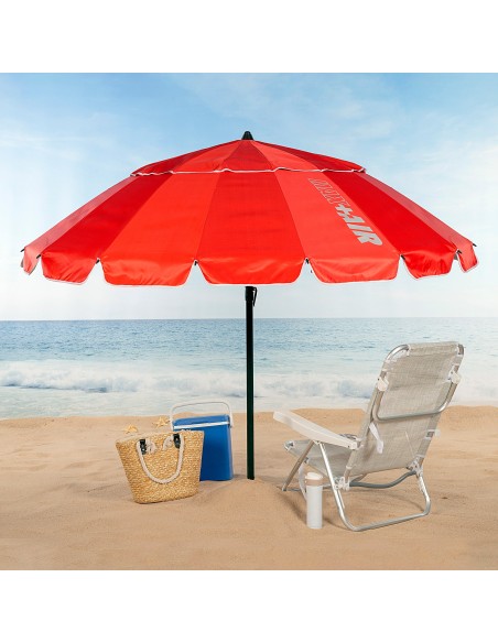 Guarda-sol vermelho corta-vento Ø195 cm | Distria