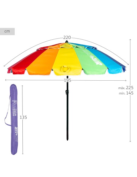 Guarda-sol multicolor à prova de vento Ø195 cm | Distria
