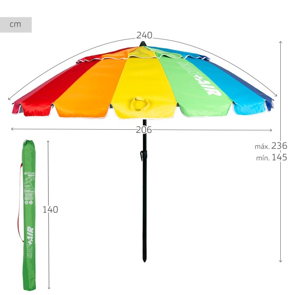 Guarda-sol multicolor à prova de vento Ø206 cm | Distria