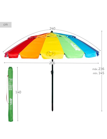 Guarda-sol multicolor à prova de vento Ø206 cm | Distria