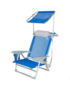 Cadeira de praia com sombrinha azul e cinza | Distria