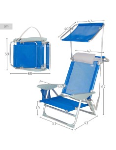 Cadeira de praia com sombrinha azul e cinza | Distria 2