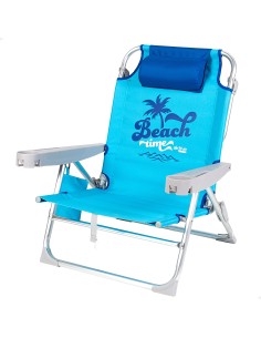Cadeira de praia azul multiposições com fecho de clique | Distria