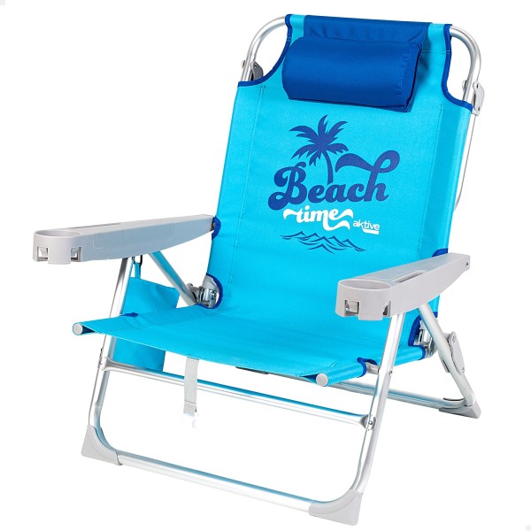 Cadeira de praia azul multiposições com fecho de clique | Distria