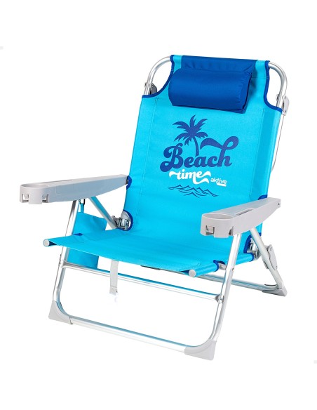 Cadeira de praia azul multiposições com fecho de clique | Distria
