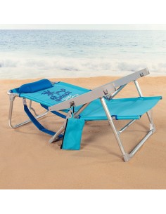 Cadeira de praia azul multiposições com fecho de clique | Distria 2
