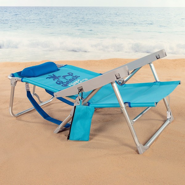 Cadeira de praia azul multiposições com fecho de clique | Distria