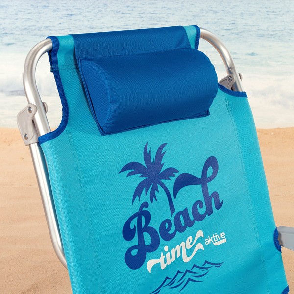 Cadeira de praia azul multiposições com fecho de clique | Distria