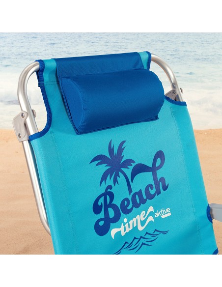 Cadeira de praia azul multiposições com fecho de clique | Distria