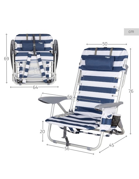 Cadeira de praia estilo marinheiro com múltiplas posições e alças para mochila | Distria