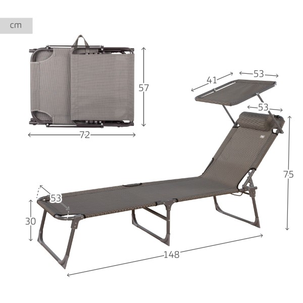 Espreguiçadeira dobrável com toldo | Distria