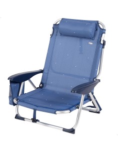 Cadeira de praia baixa azul marinho multiposições | Distria