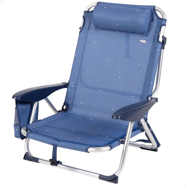 Cadeira de praia baixa azul marinho multiposições | Distria